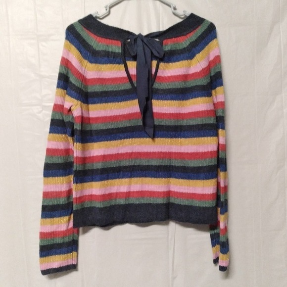 Abercrombie and Fitch Striped Metallic Tie Back Sweater Small - Picture 4 of 7